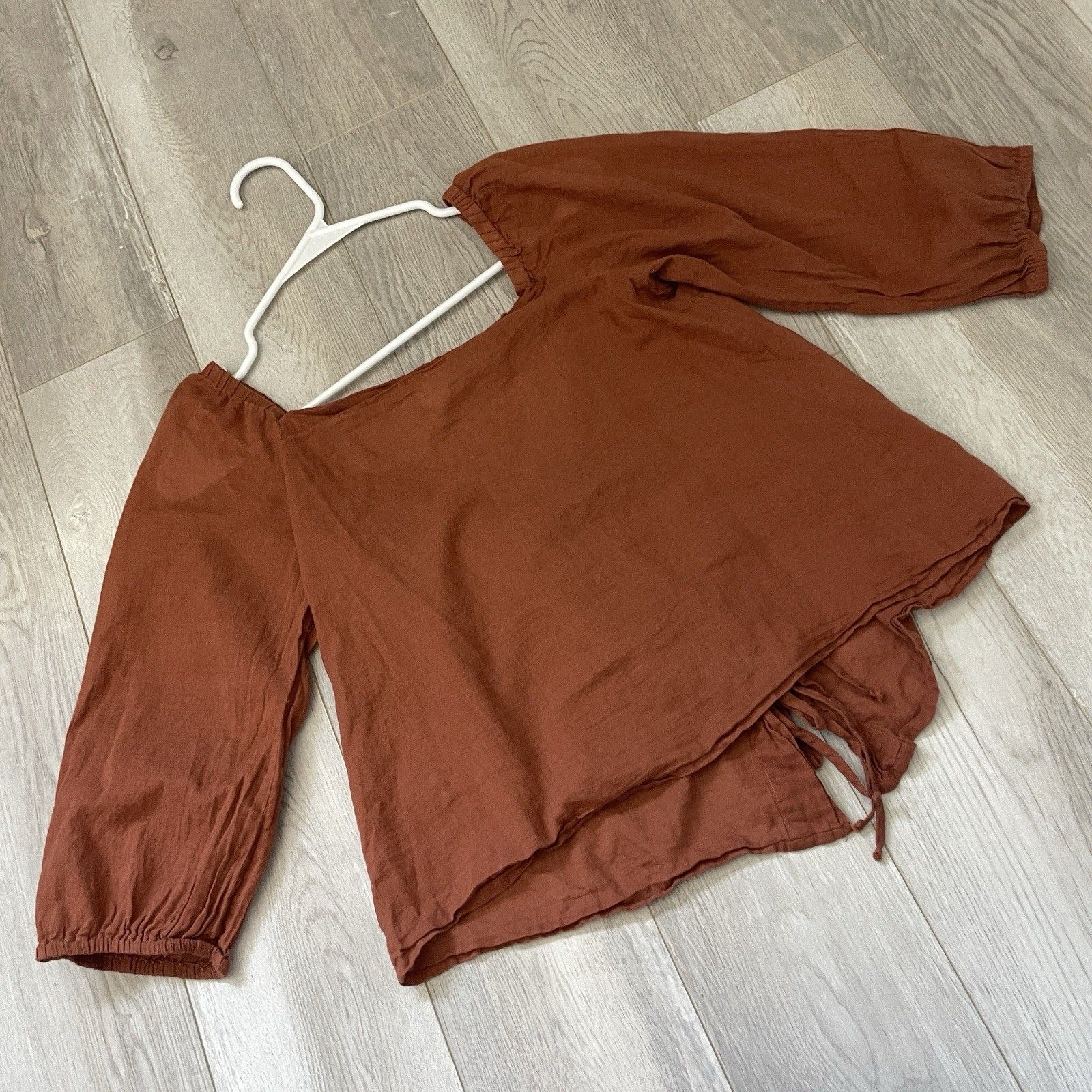 Dalrae Cotton Top Thalia Open Front Crop Womens Orange Small Natural Minimalist — image 6 of 7